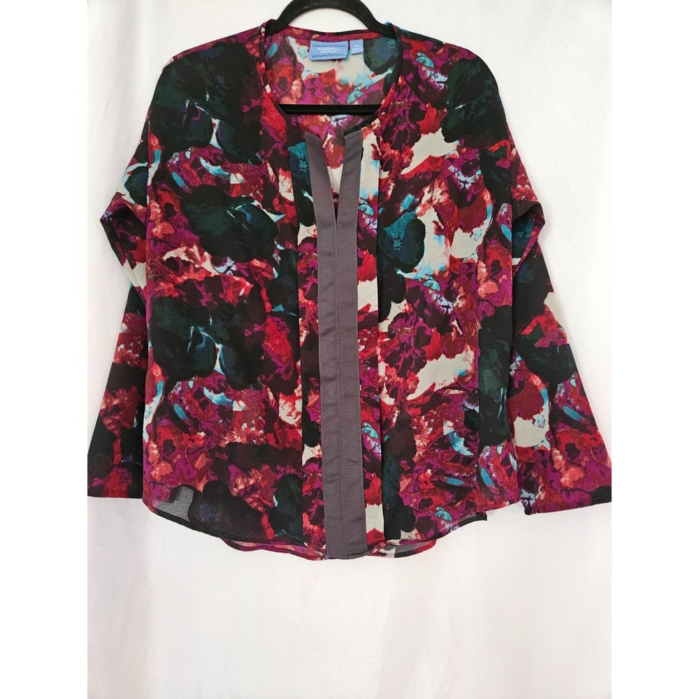SimplyVera by Vera Wang Floral Print Ribbon Trim Blouse Size PL